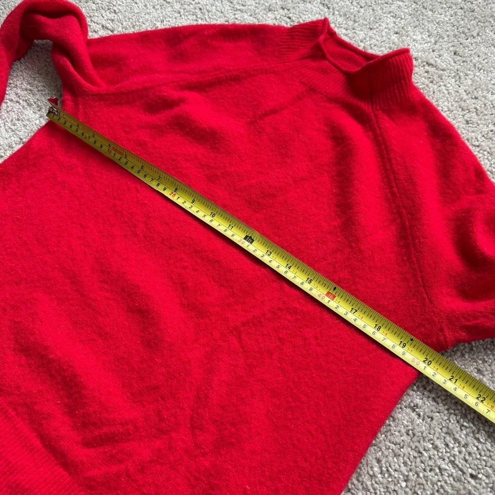 J.Crew Red Merino Wool Alpaca Blend Mock Neck Raglan Sweater Women M